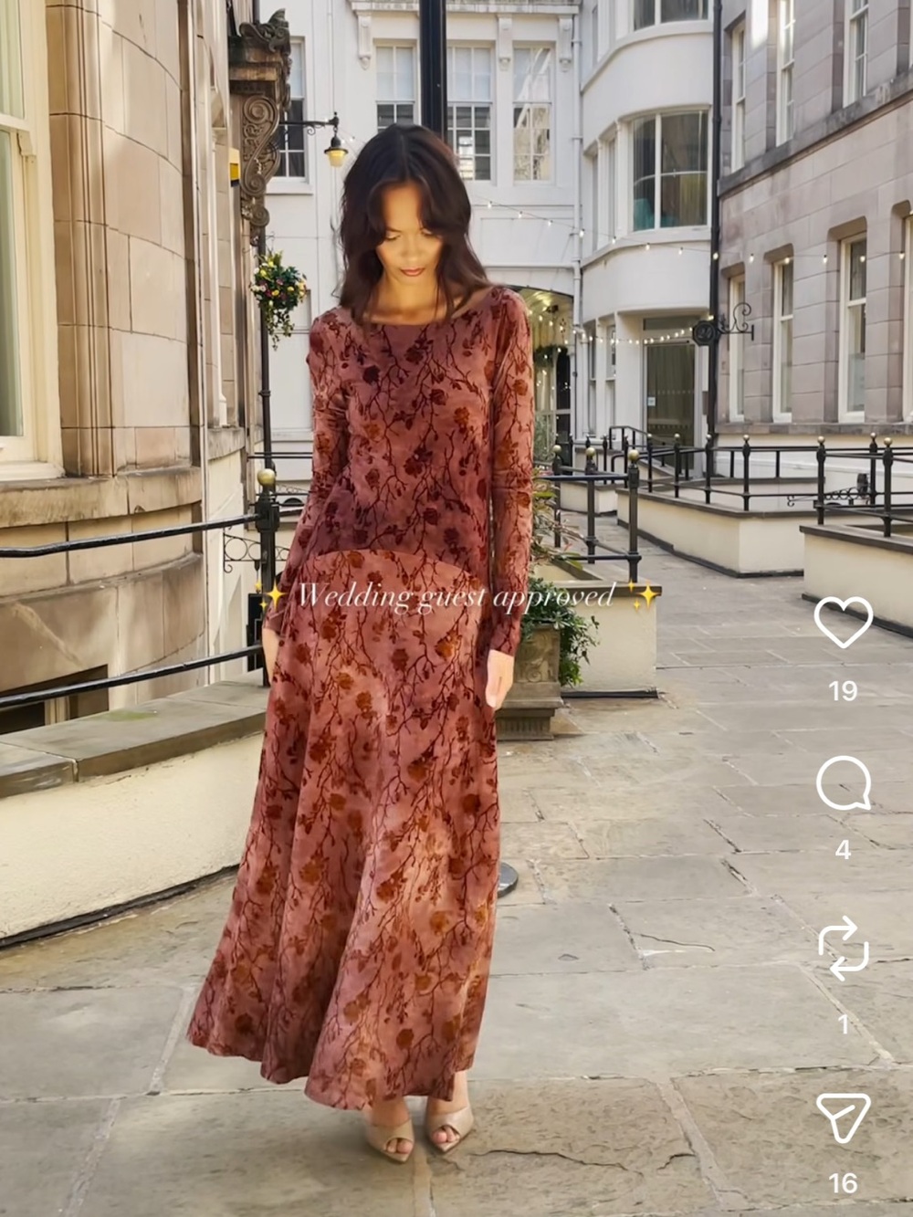 Long Sleeve Floral Maxi Dress - burgundy/Mauve